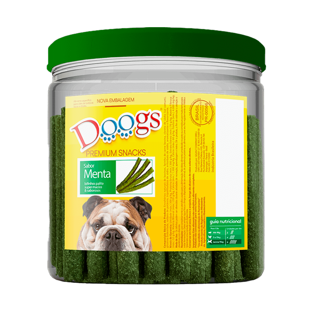 Bifinho Palito para Cachorro Doogs Menta Pote 1kg