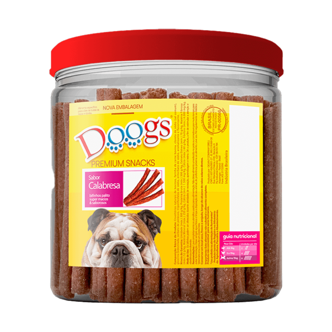 Bifinho Palito para Cachorro Doogs Calabresa Pote 1kg