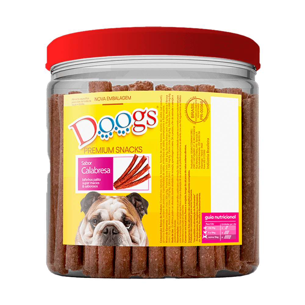 Bifinho Palito para Cachorro Doogs Calabresa Pote 1kg