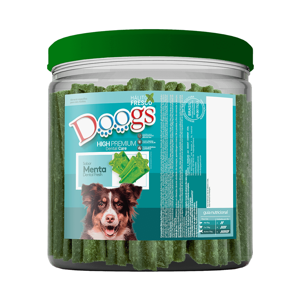 Bifinho Dental para Cachorro Doogs Menta Pote 800g
