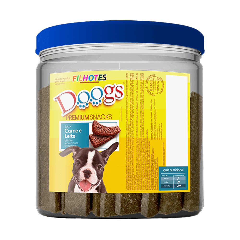 Bifinho para Cachorro Doogs Carne e Leite Pote 1kg