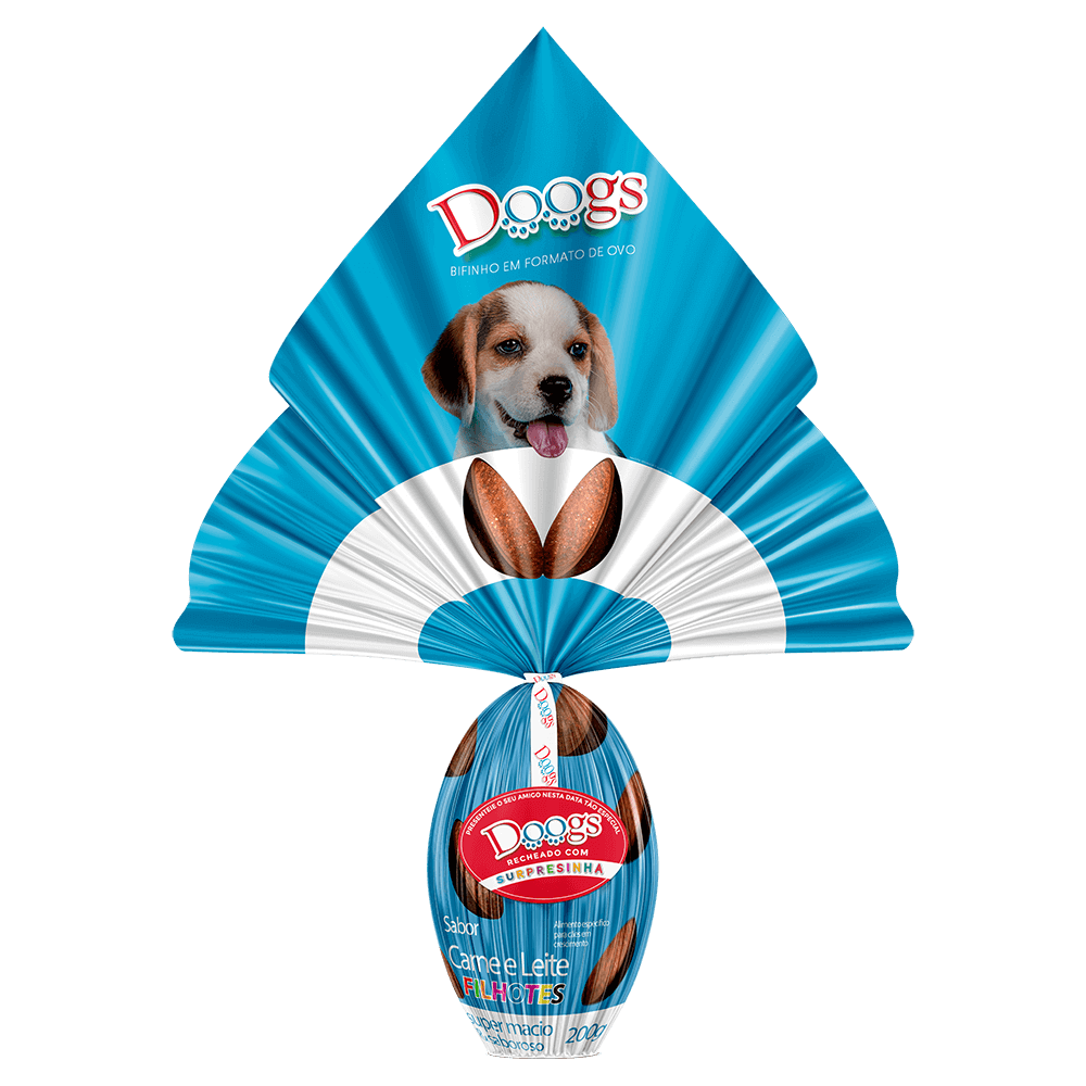 Ovo de Páscoa para Cachorro Doogs Carne e Leite 200g