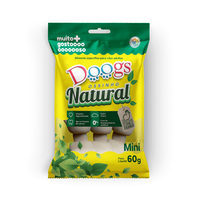 Osso Nó Natural para Cachorro Doogs Mini 60g 3 Unidades