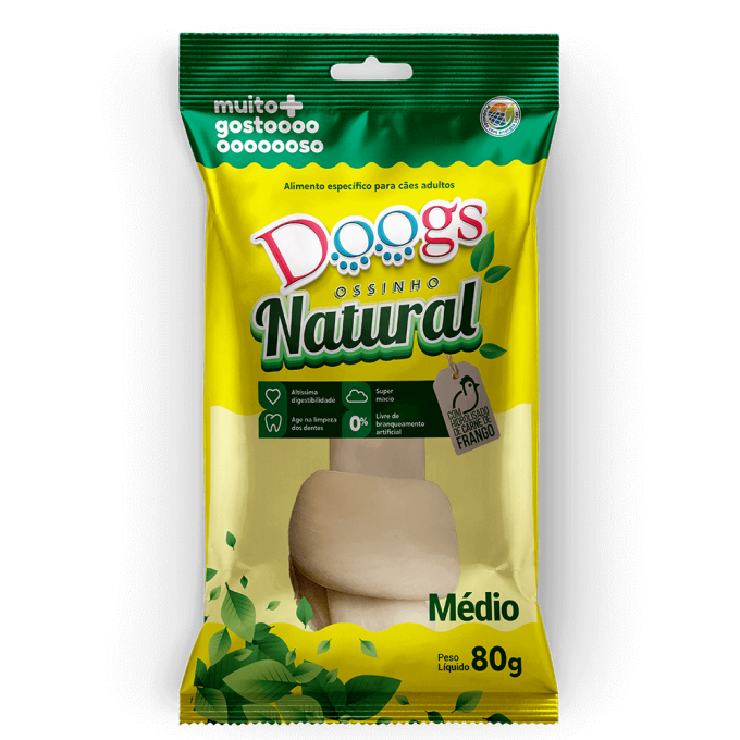 Osso Nó Natural para Cachorro Doogs Médio 80g