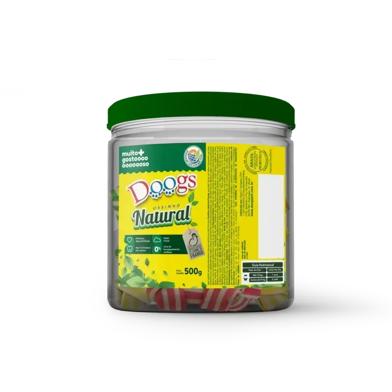 Osso Nó Colorido para Cachorro Doogs Pequeno Pote 500g