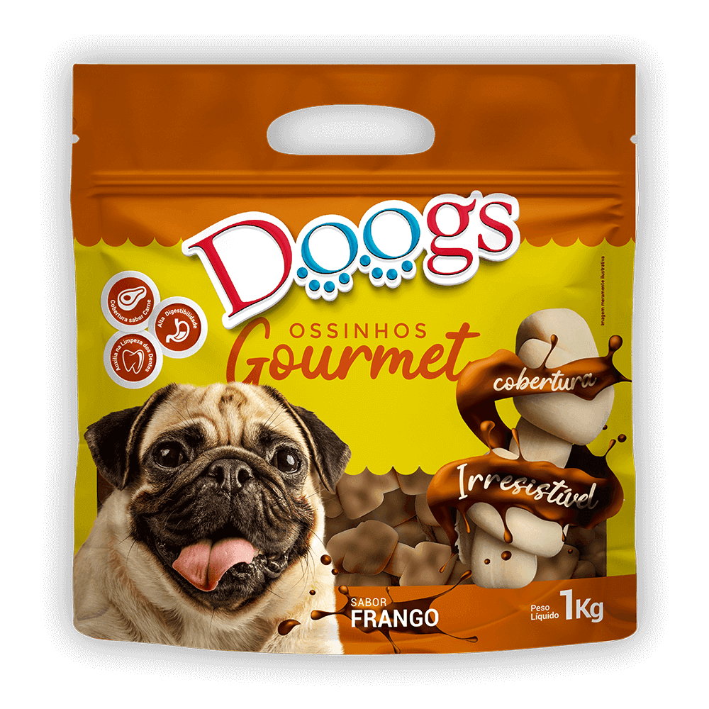 Ossinho Gourmet para Cachorro Doogs Frango Pequeno 1kg
