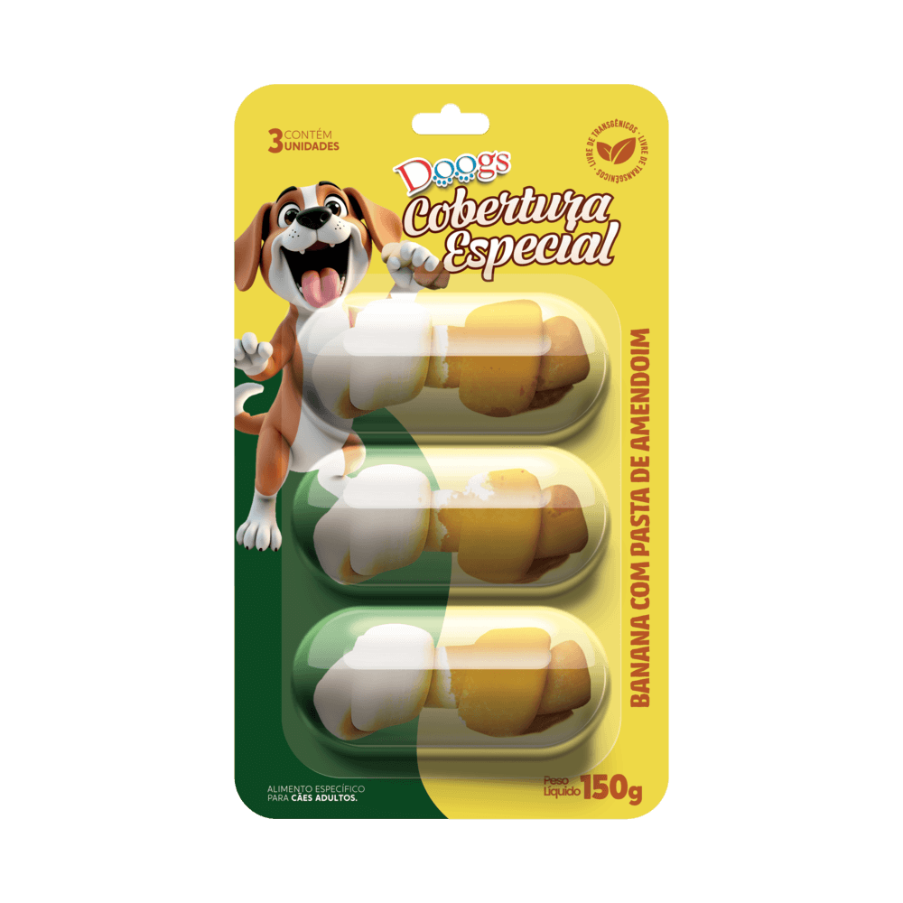 Osso para Cachorro Doogs Banana e Pasta de Amendoim 150g