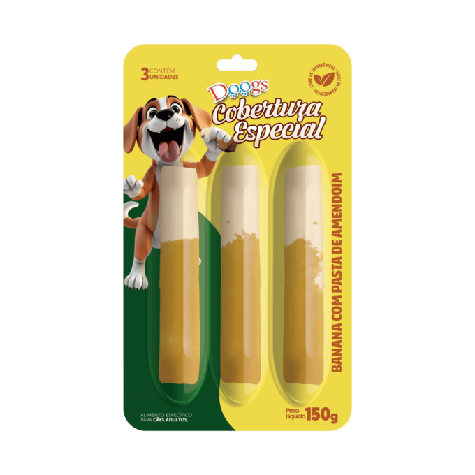 Roll Mastigável para Cachorro Doogs Banana e Pasta de Amendoim 140g