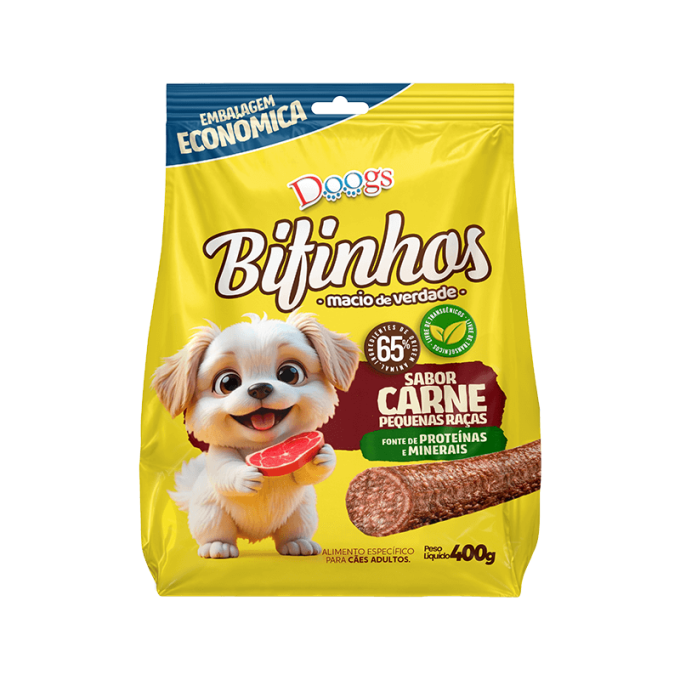 Bifinho para Cachorro Doogs Carne Raças Pequenas 400g