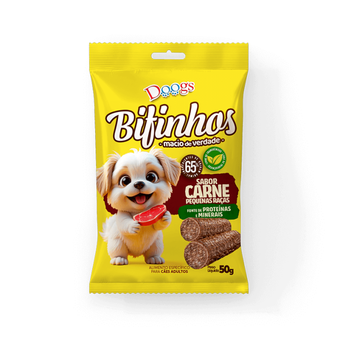 Bifinho para Cachorro Doogs Carne Raças Pequenas 50g
