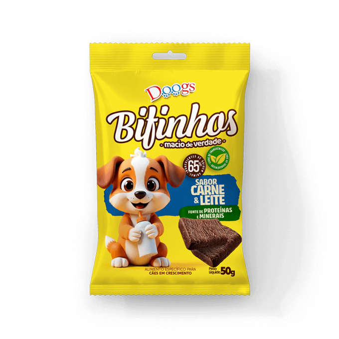 Bifinho para Cachorro Doogs Carne e Leite 50g