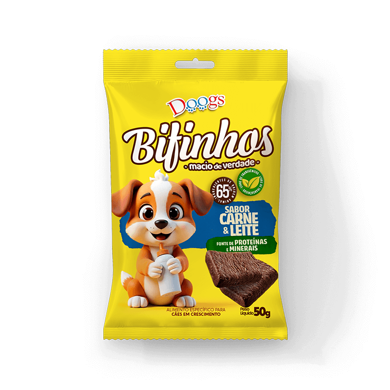Bifinho para Cachorro Doogs Carne e Leite 50g