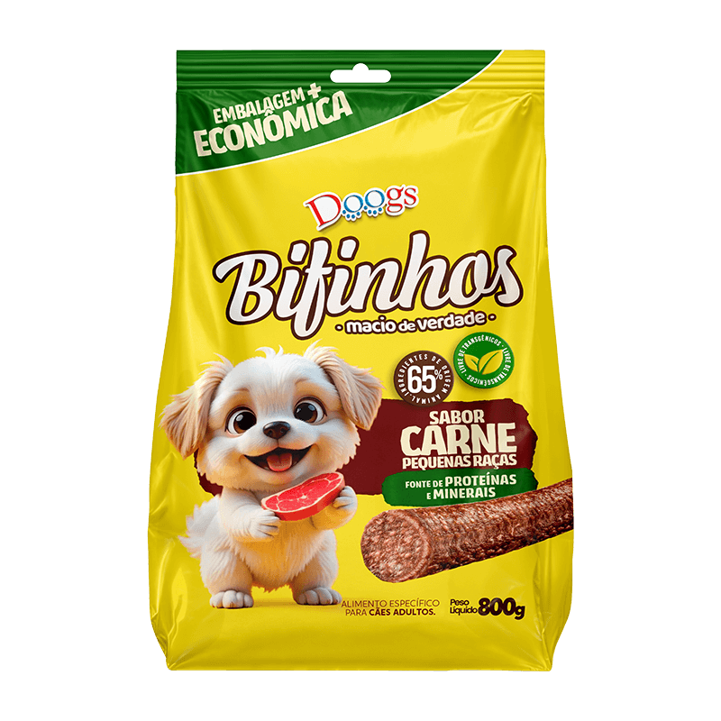 Bifinho para Cachorro Doogs Carne Raças Pequenas 800g