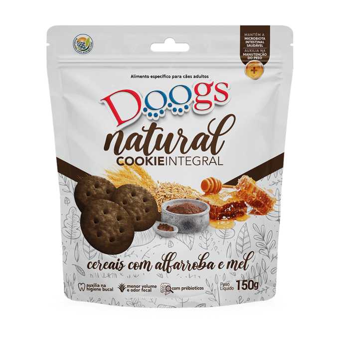 Cookie Integral para Cachorro Doogs Cereais Alfarroba e Mel 150g