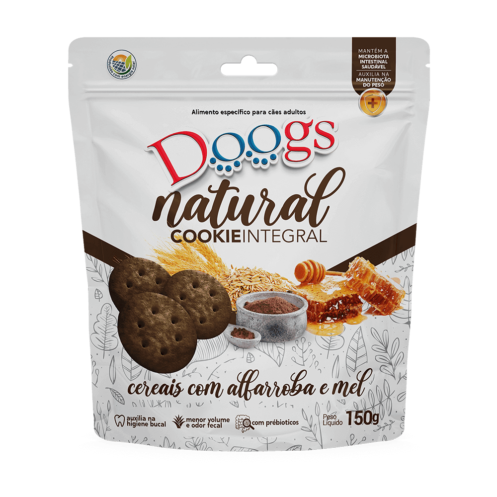 Cookie Integral para Cachorro Doogs Cereais Alfarroba e Mel 150g