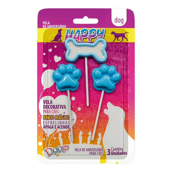 Vela Decorativa para Cachorro Doogs Azul