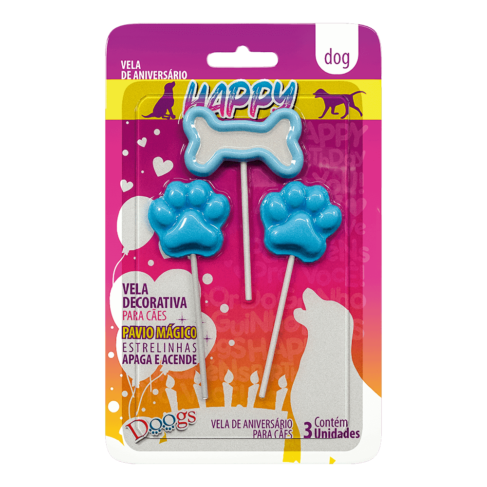 Vela Decorativa para Cachorro Doogs Azul