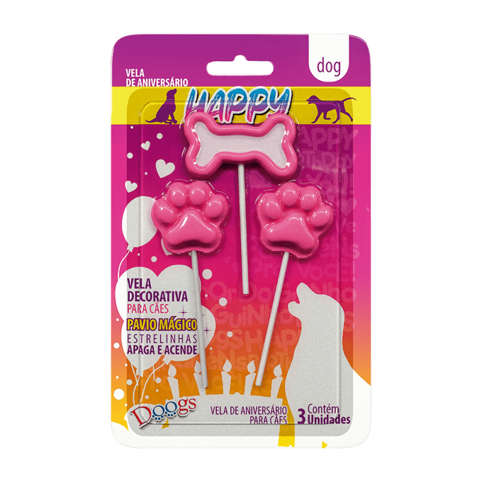 Vela Decorativa para Cachorro Doogs Rosa