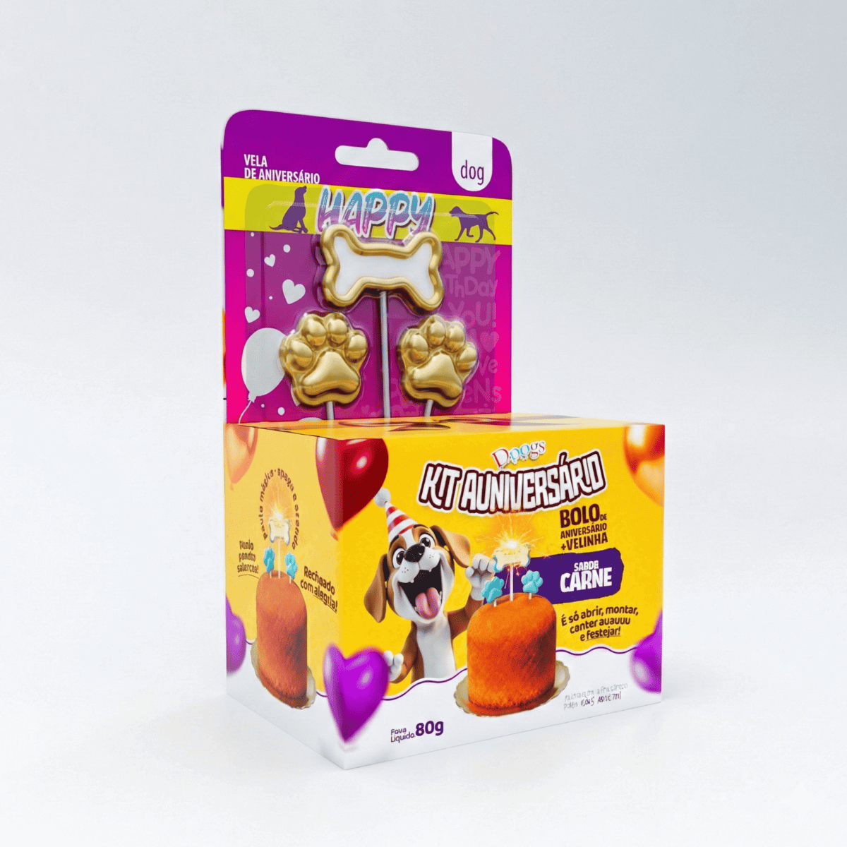 Kit Aniversário para Cachorro Doogs Bolo e Vela