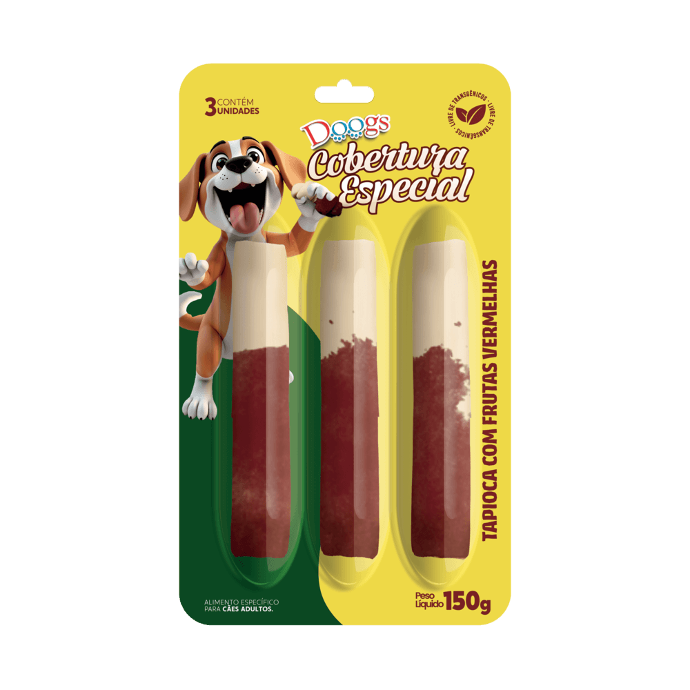 Roll Mastigável para Cachorro Doogs Tapioca e Frutas Vermelhas 140g