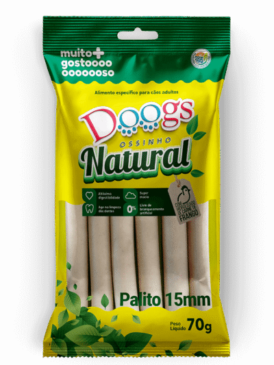 Ossinho Natural para Cachorro Doogs Palito 15mm 70g