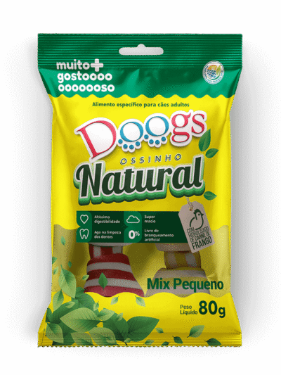 Osso Nó Colorido para Cachorro Doogs Pequeno 80g 2 Unidades