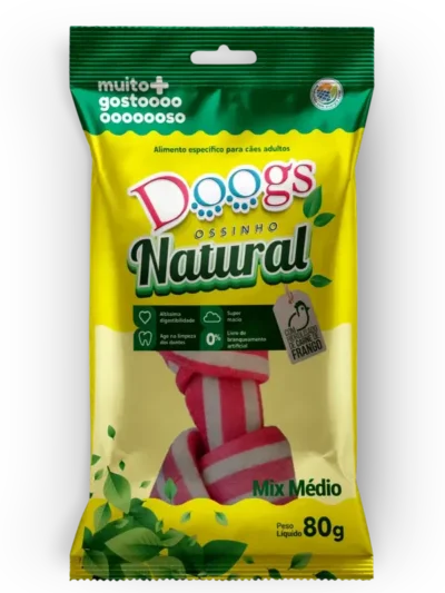 Osso Nó Colorido para Cachorro Doogs Médio 80g