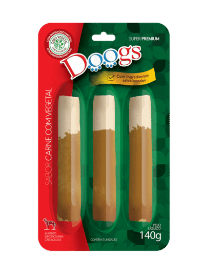 Roll Mastigável para Cachorro Doogs Carne com Vegetais 140g
