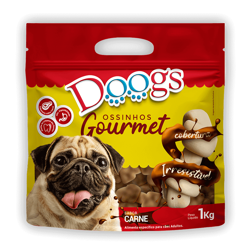 Ossinho Gourmet para Cachorro Doogs Carne Mini 1kg