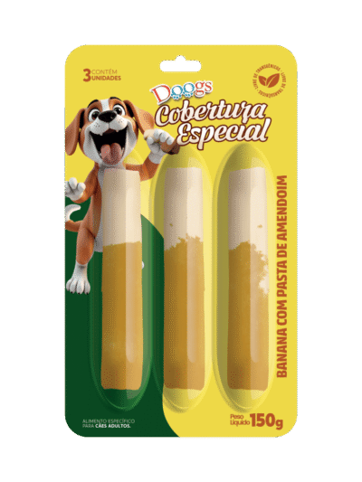 Roll Mastigável para Cachorro Doogs Banana e Pasta de Amendoim 140g