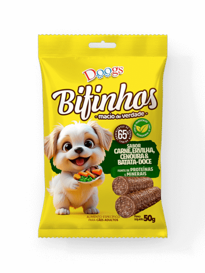 Bifinho para Cachorro Carne Ervilha Cenoura e Batata-Doce 50g